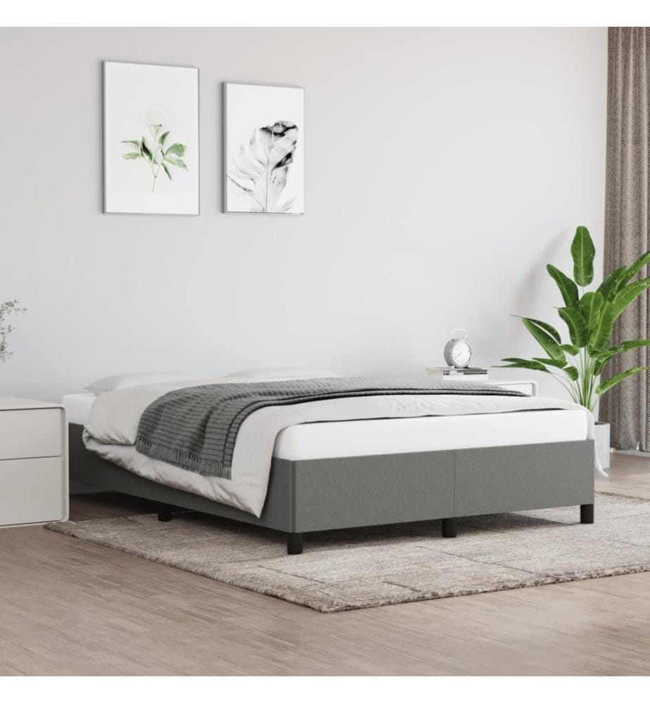 Bettgestell ohne Matratze Dunkelgrau 140x200 cm Stoff