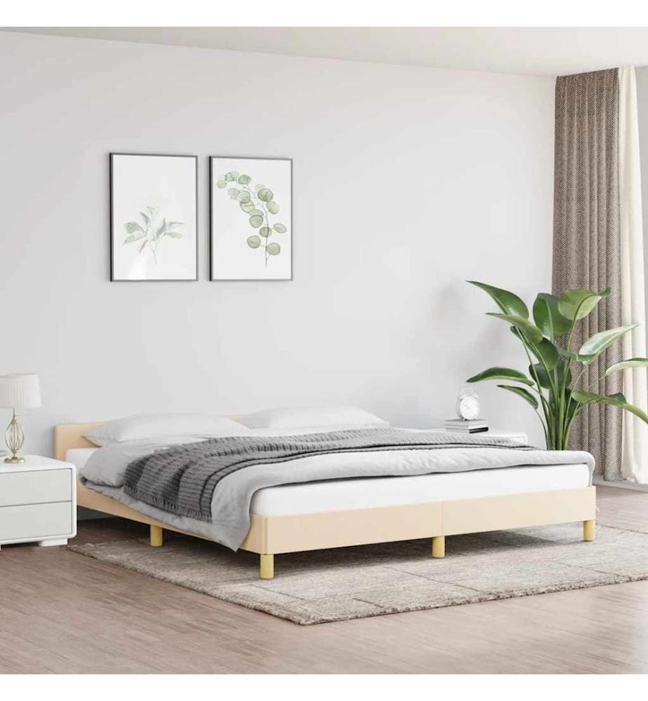 Cadre de lit sans matelas crème 180x200 cm tissu