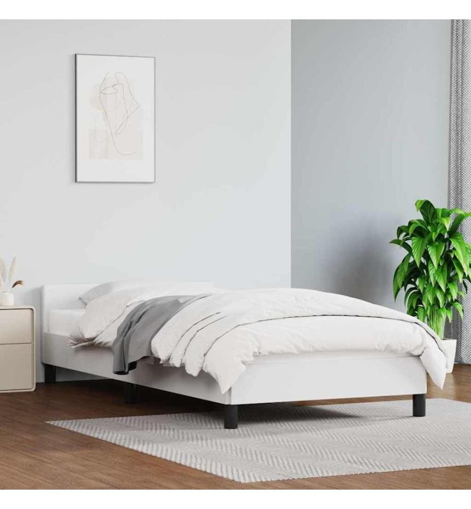 Cadre de lit avec tête de lit sans matelas blanc 80x200 cm