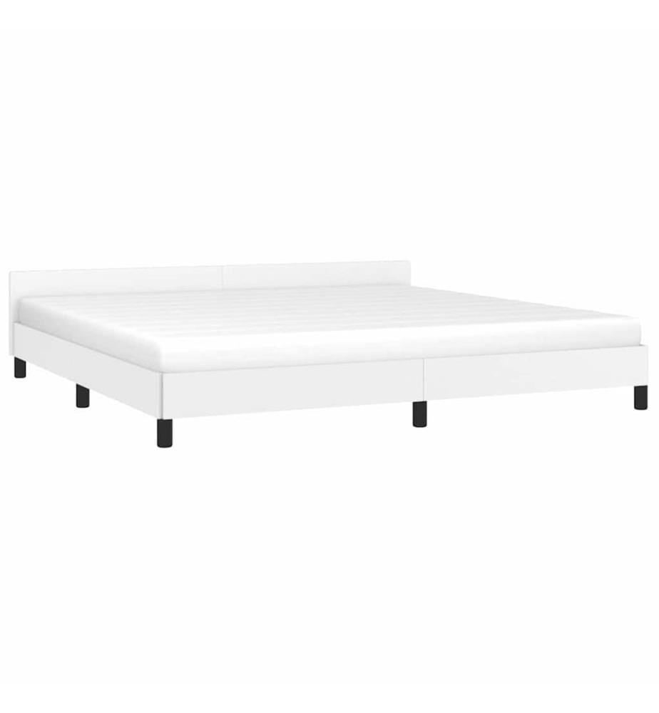Cadre de lit avec tête de lit sans matelas blanc 200x200 cm