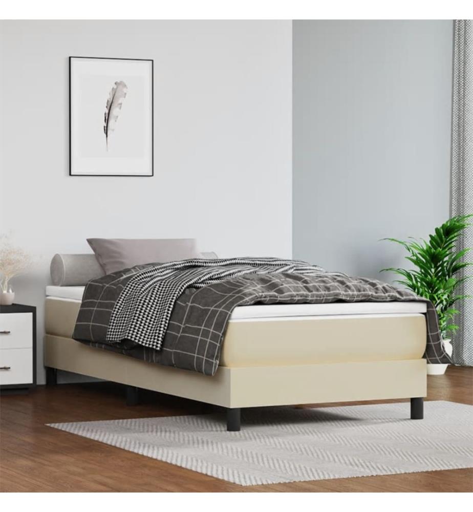Taschenfederkernmatratze Mittel Creme 90x200x20 cm Kunstleder