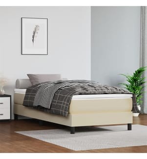 Taschenfederkernmatratze Mittel Creme 90x200x20 cm Kunstleder
