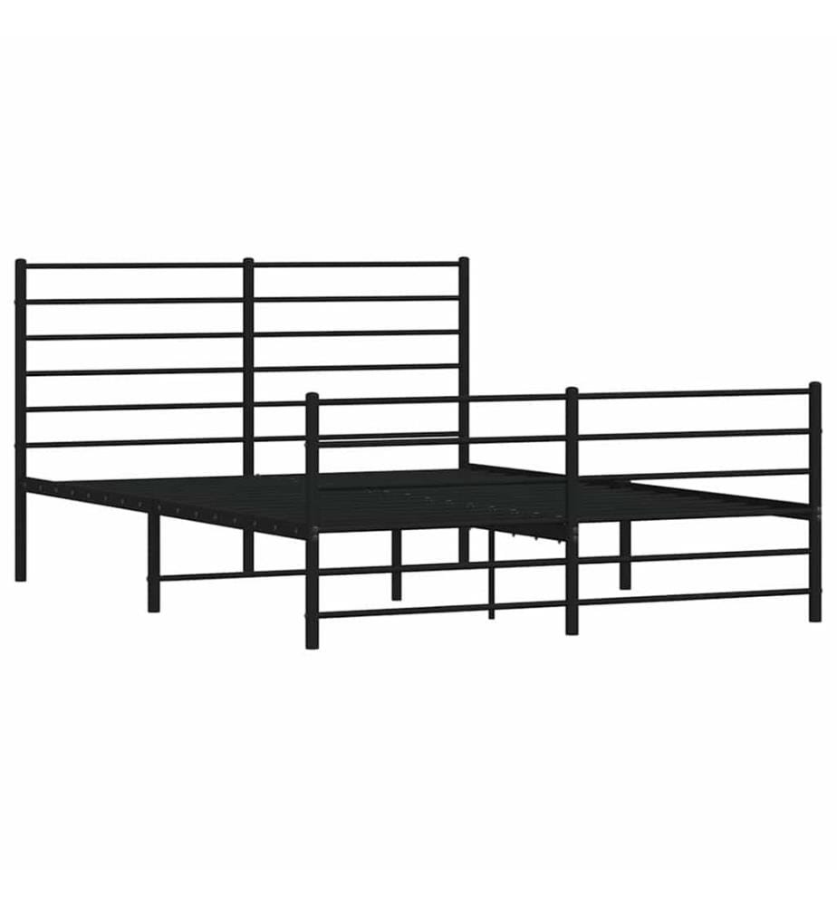 Cadre de lit métal sans matelas avec pied de lit noir 140x200cm