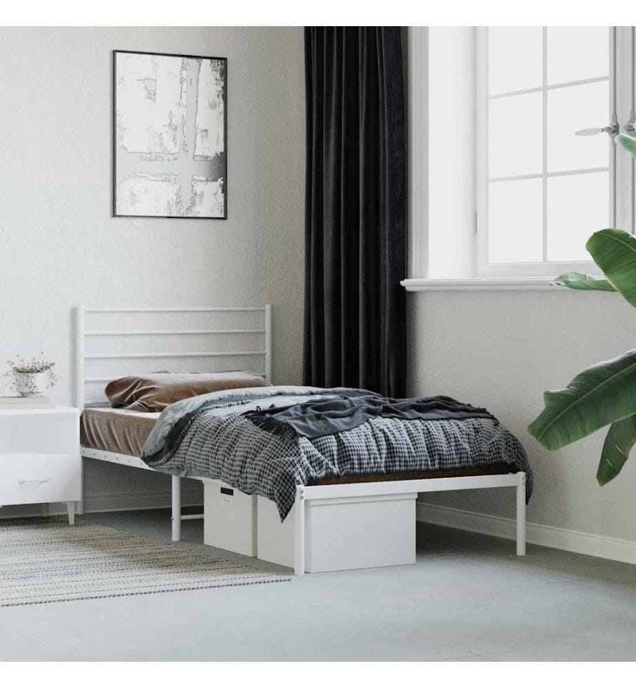 Bettgestell mit Kopfteil Metall Weiss 80x200 cm