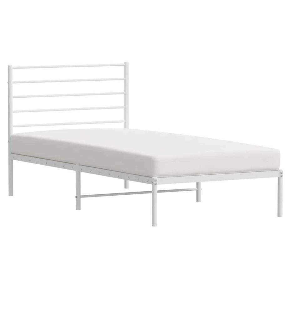 Bettgestell mit Kopfteil Metall Weiss 80x200 cm
