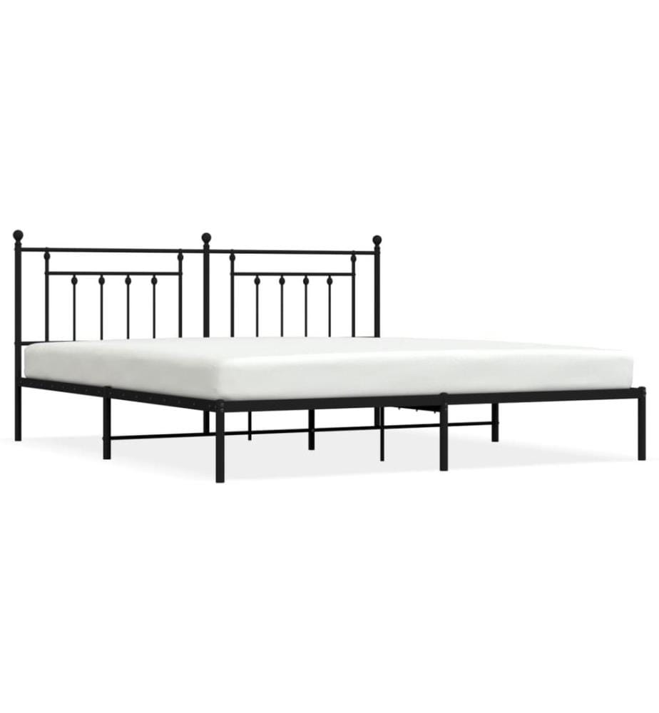 Bettgestell mit Kopfteil Metall Schwarz 200x200 cm