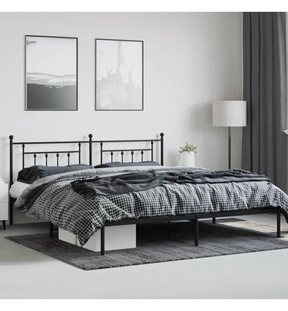 Bettgestell mit Kopfteil Metall Schwarz 200x200 cm