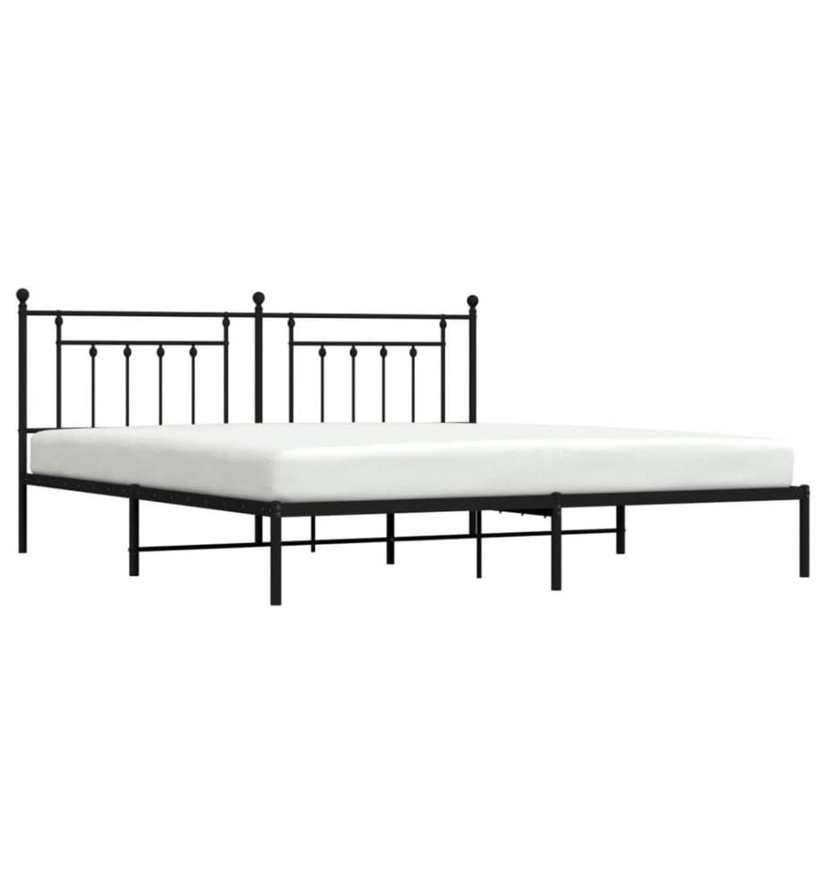 Bettgestell mit Kopfteil Metall Schwarz 200x200 cm