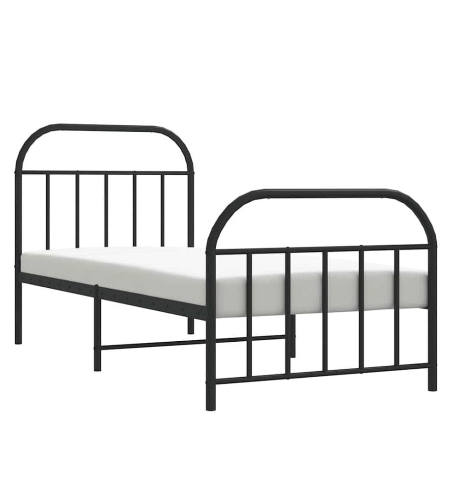 Cadre de lit métal sans matelas avec pied de lit noir 80x200 cm