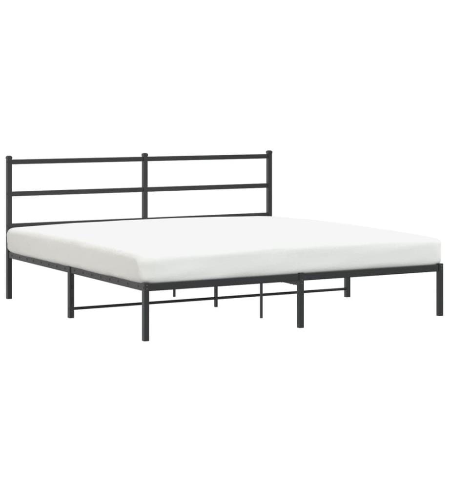 Bettgestell mit Kopfteil Metall Schwarz 180x200 cm