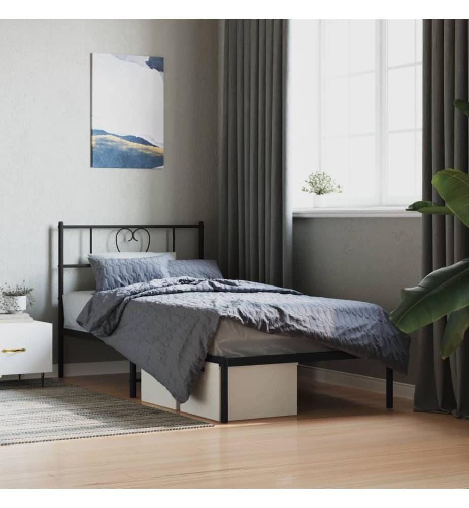 Bettgestell mit Kopfteil Metall Schwarz 80x200 cm