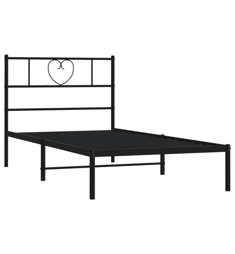 Bettgestell mit Kopfteil Metall Schwarz 80x200 cm