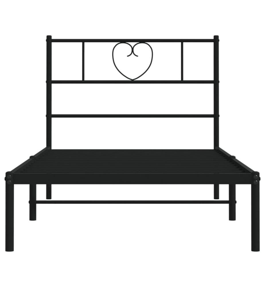 Bettgestell mit Kopfteil Metall Schwarz 80x200 cm