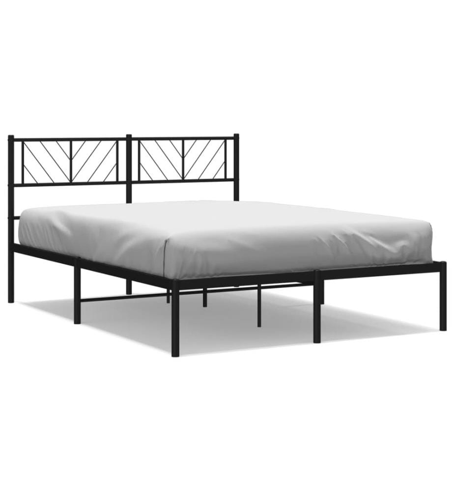 Bettgestell mit Kopfteil Metall Schwarz 140x200 cm