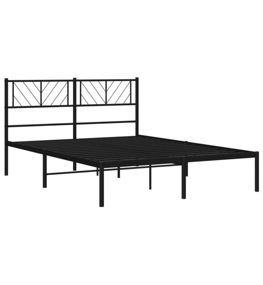 Bettgestell mit Kopfteil Metall Schwarz 140x200 cm