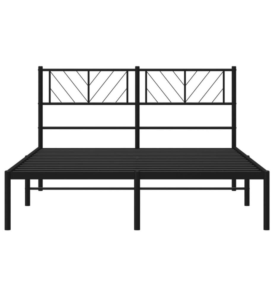 Bettgestell mit Kopfteil Metall Schwarz 140x200 cm