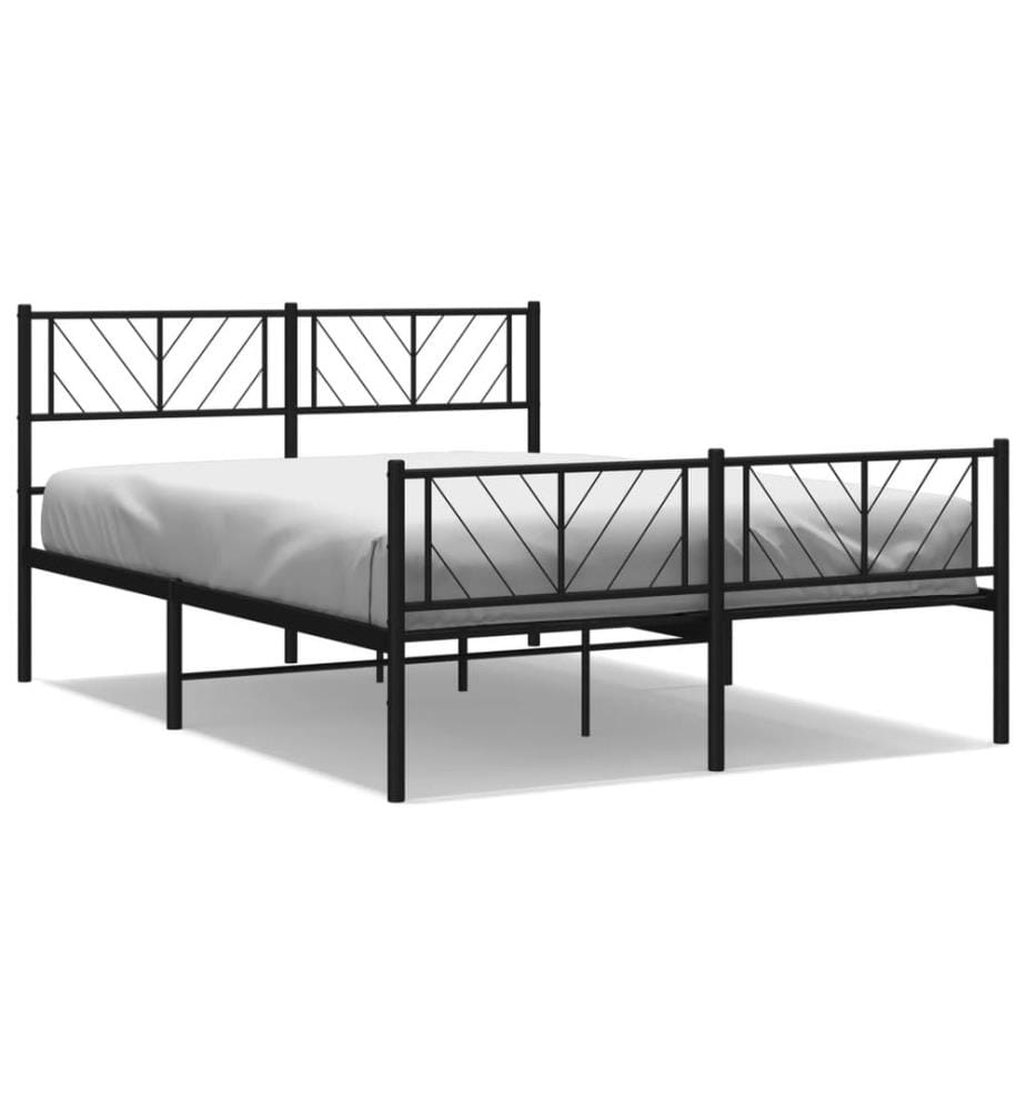 Cadre de lit métal sans matelas avec pied de lit noir 140x200cm