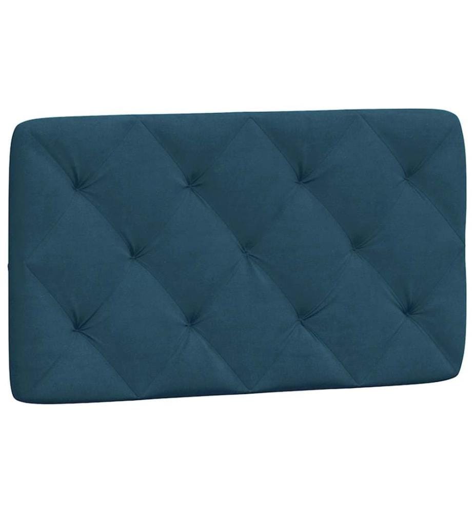 Coussin de tête de lit bleu 80 cm velours