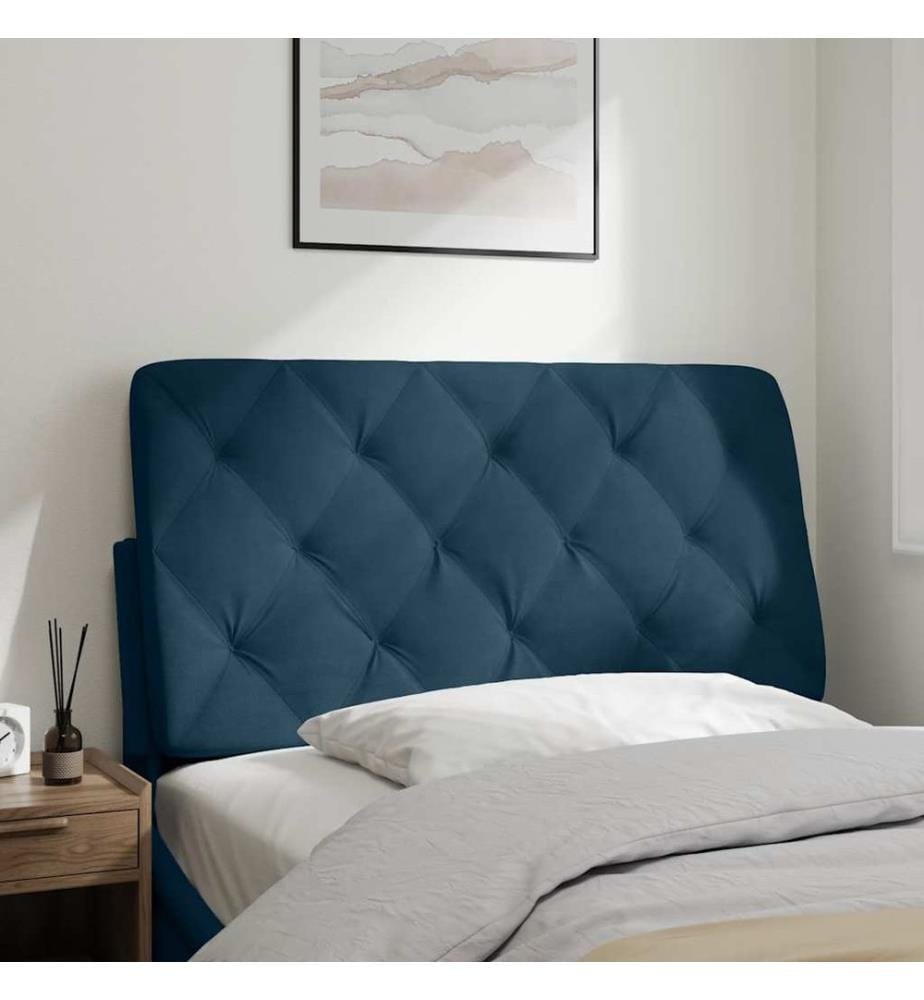 Coussin de tête de lit bleu 100 cm velours