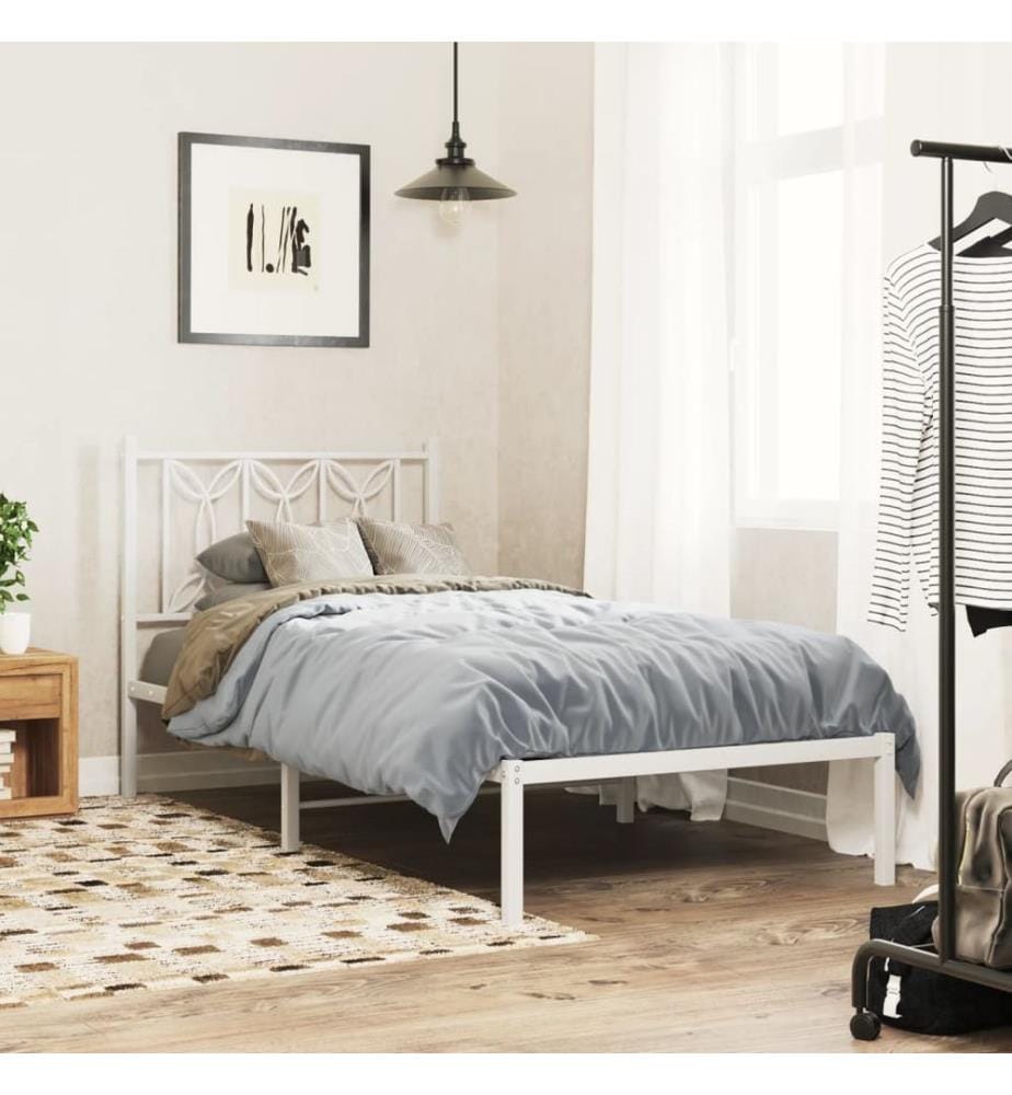Bettgestell mit Kopfteil Metall Weiss 80x200 cm