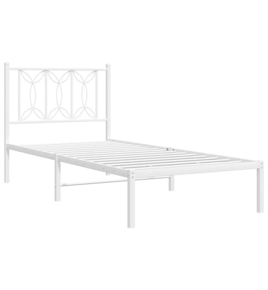 Bettgestell mit Kopfteil Metall Weiss 80x200 cm