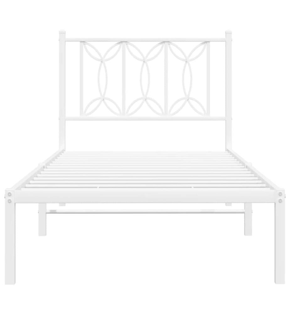 Bettgestell mit Kopfteil Metall Weiss 80x200 cm