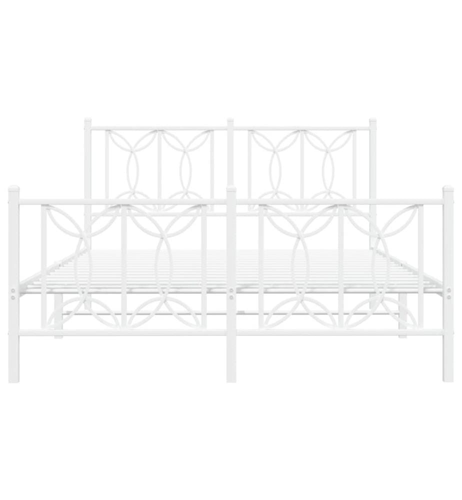 Cadre de lit métal sans matelas et pied de lit blanc 140x200 cm
