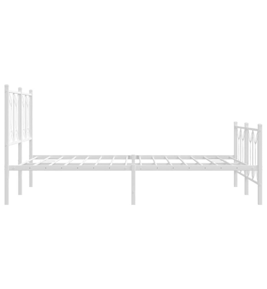 Cadre de lit métal sans matelas et pied de lit blanc 140x200 cm