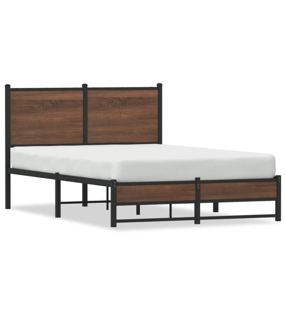 Metallbett ohne Matratze Braun Eichen-Optik 120x200 cm