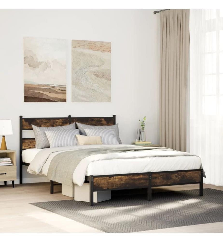 Bettgestell ohne Matratze Räuchereiche 90x200 cm Holzwerkstoff