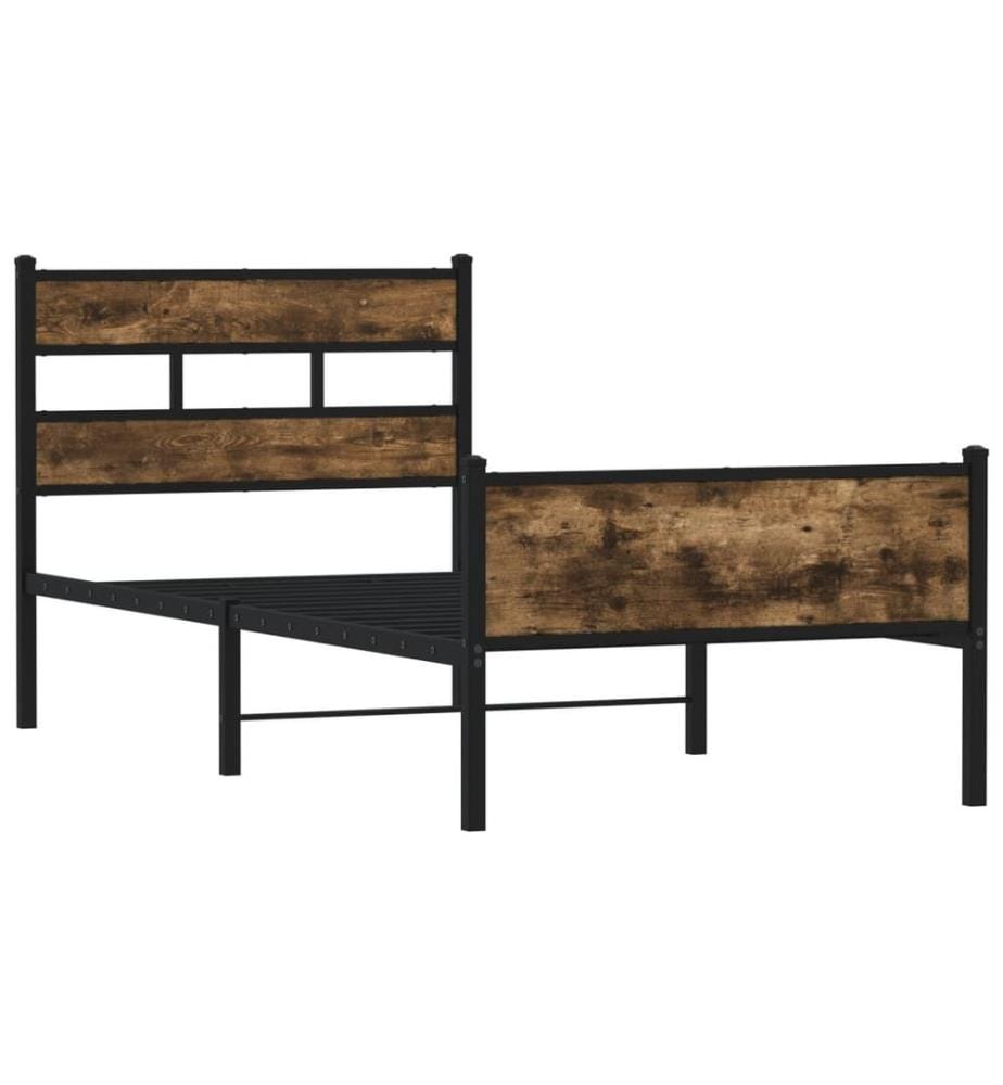 Bettgestell ohne Matratze Räuchereiche 90x200 cm Holzwerkstoff