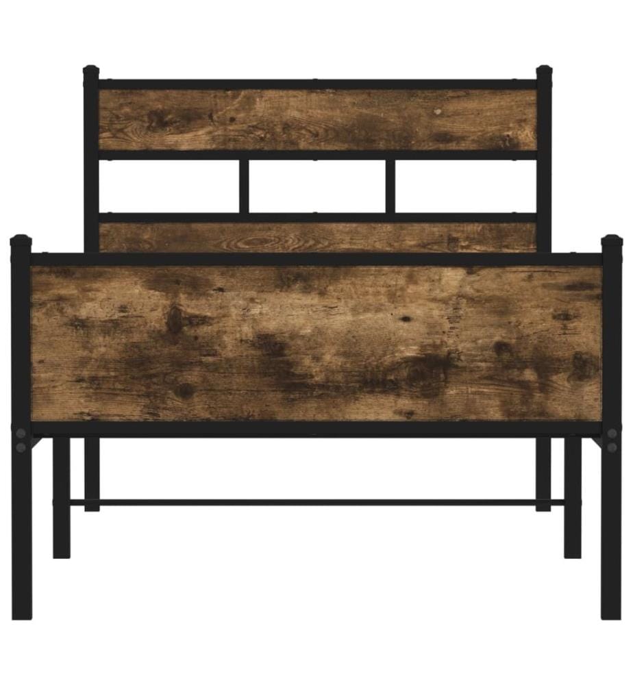 Bettgestell ohne Matratze Räuchereiche 90x200 cm Holzwerkstoff