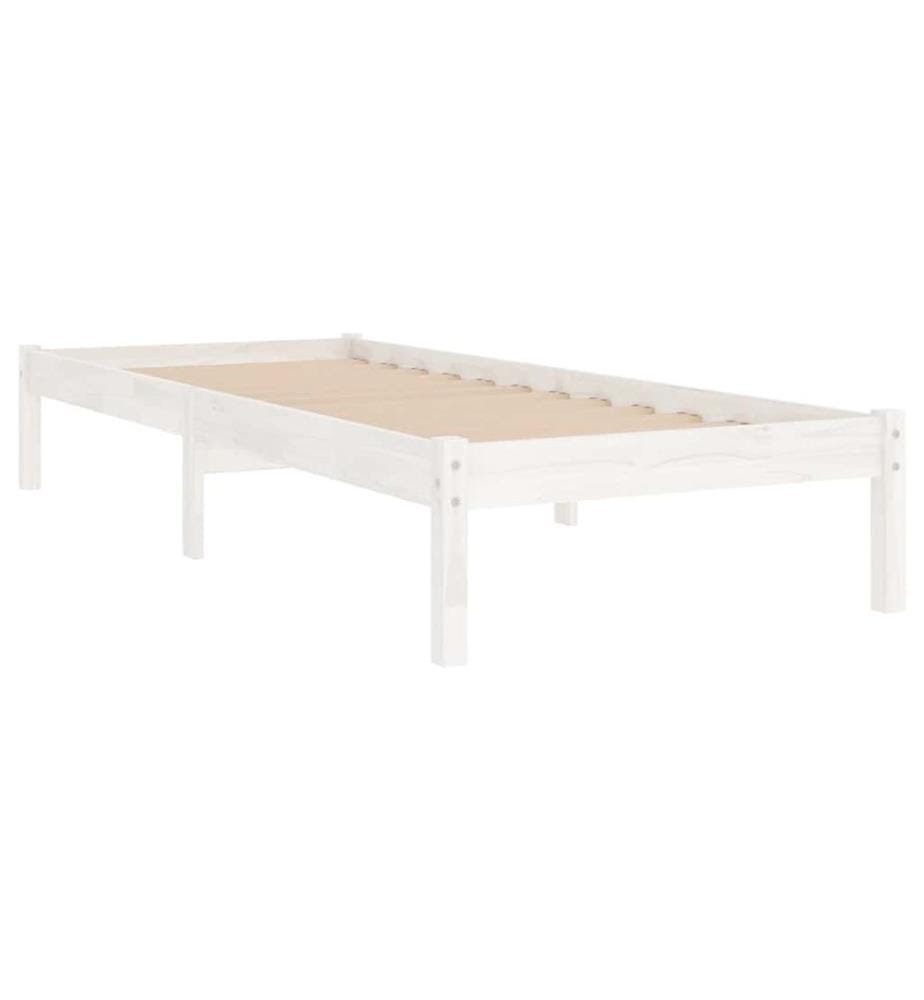 Cadre de lit sans matelas blanc bois massif