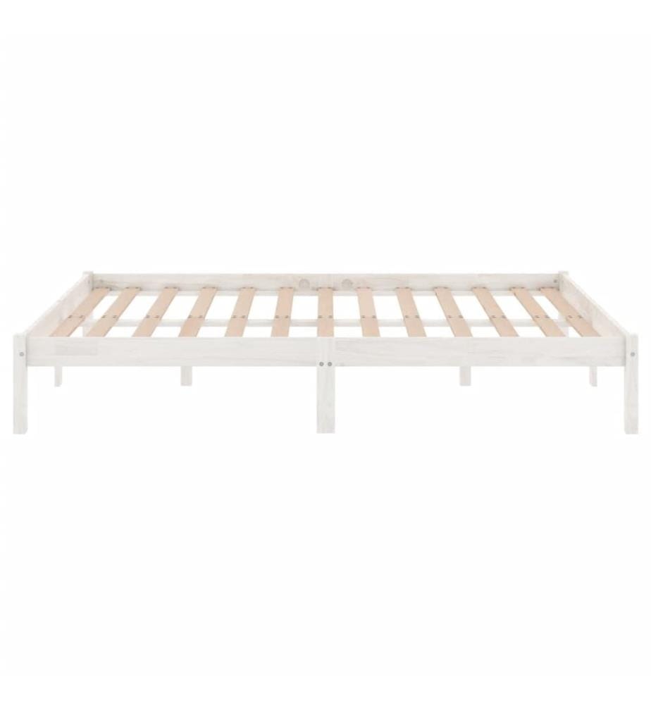 Cadre de lit sans matelas blanc bois massif