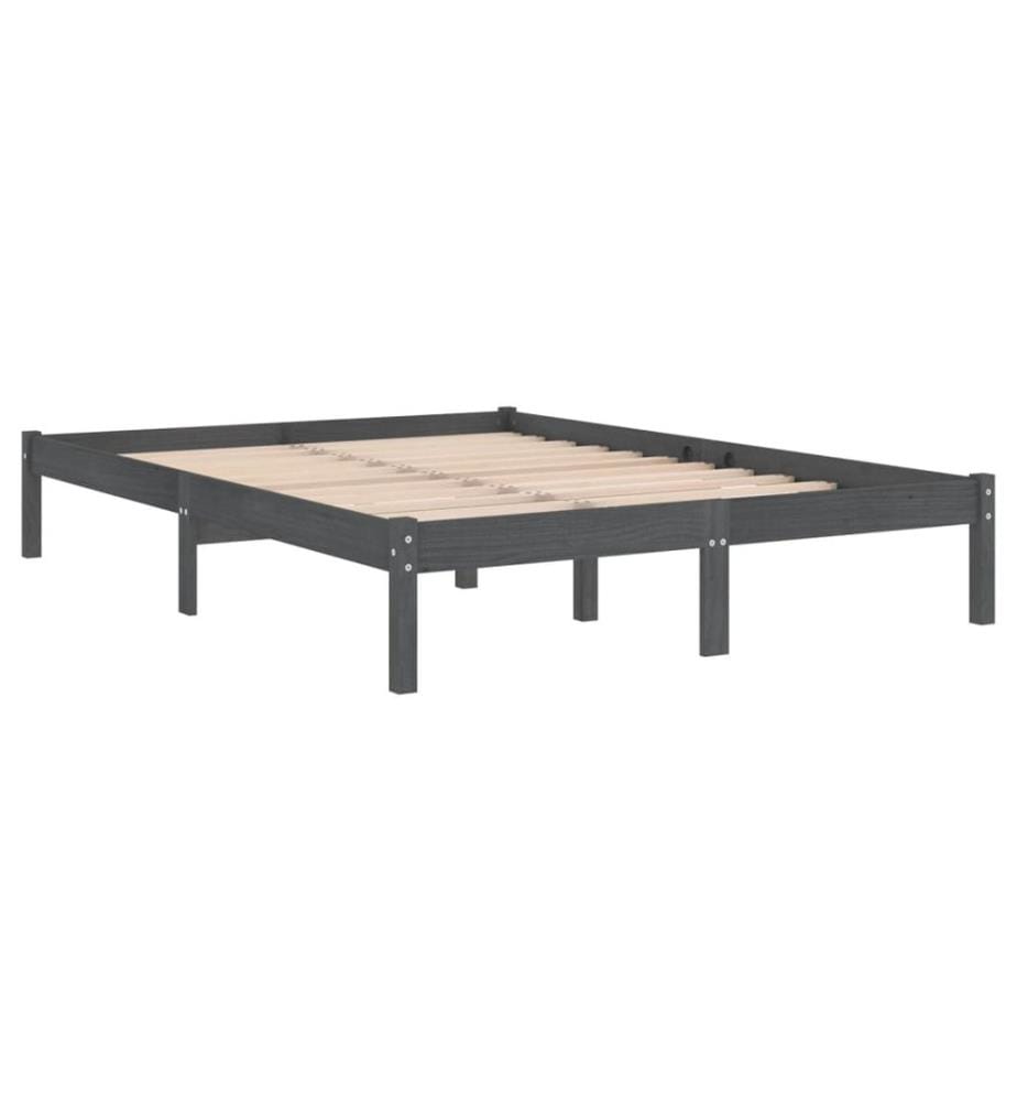 Cadre de lit sans matelas gris bois massif 200x200 cm