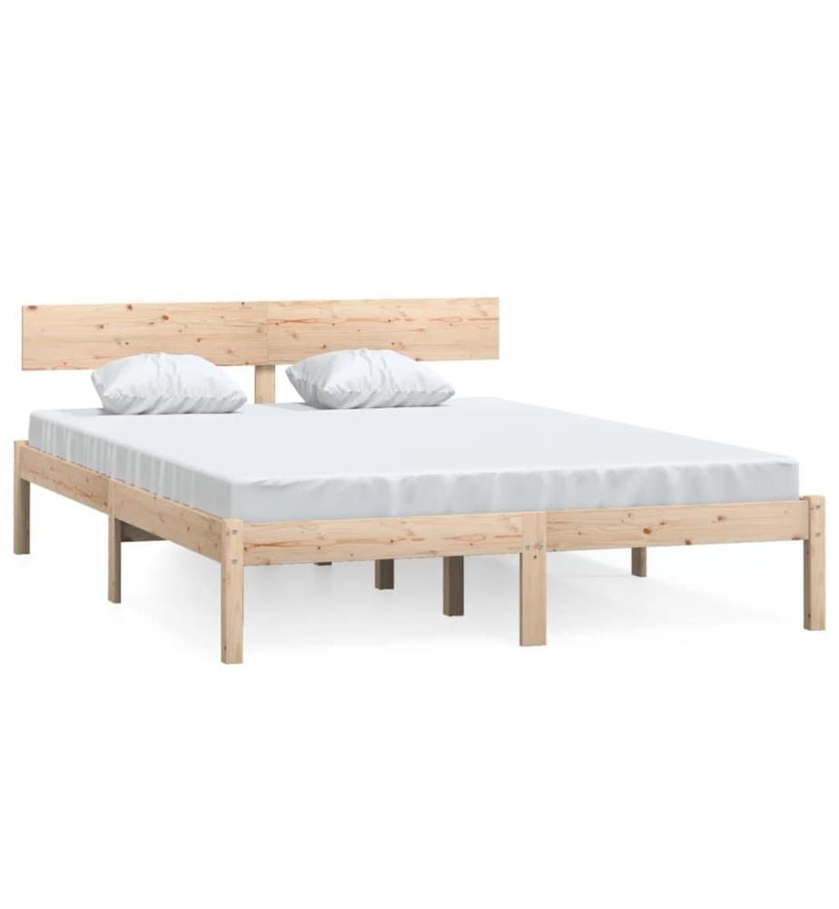 Cadre de lit sans matelas bois massif 140x200 cm