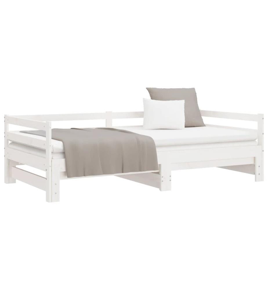 Lit coulissant sans matelas blanc 90x190 cm