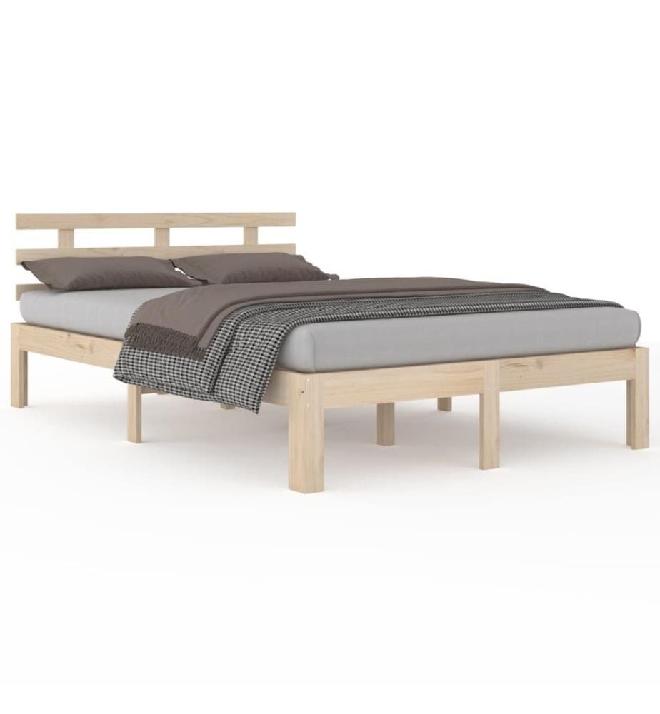 Cadre de lit sans matelas bois massif 140x200 cm