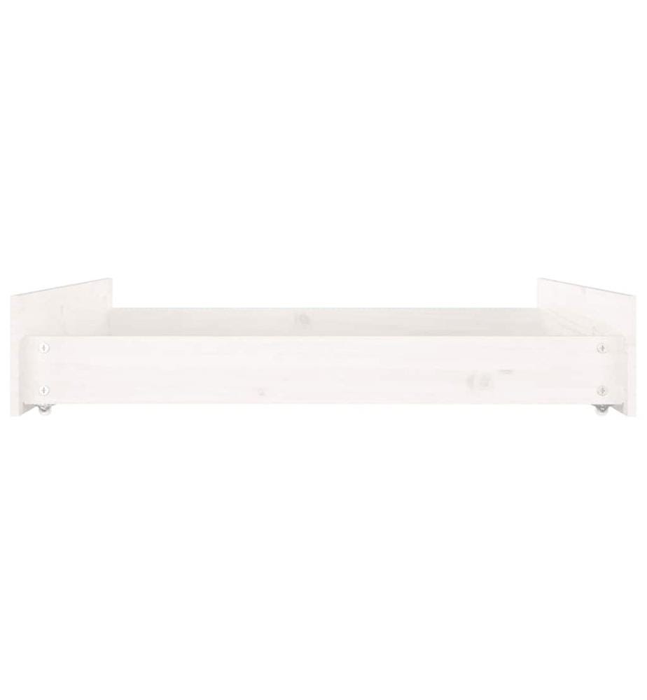 Tiroirs de lit 2 pcs blanc Bois de pin massif