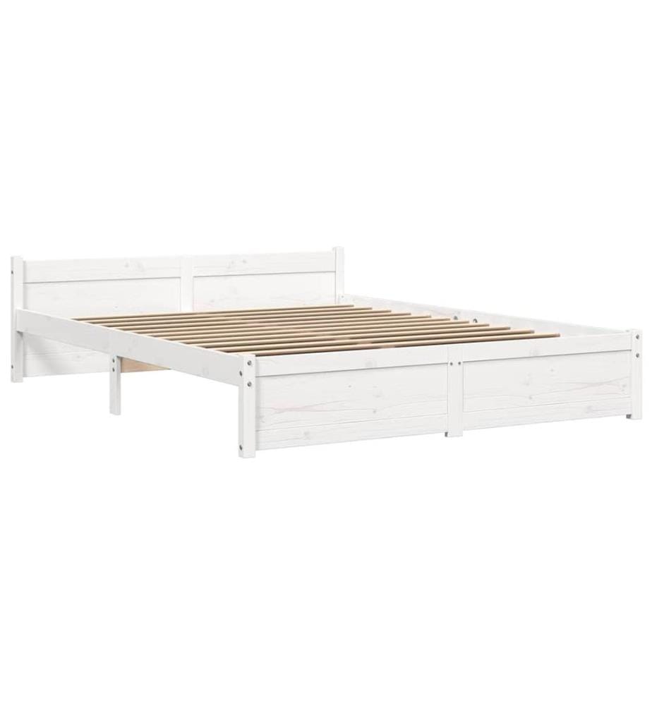 Cadre de lit sans matelas blanc bois massif 160x200 cm