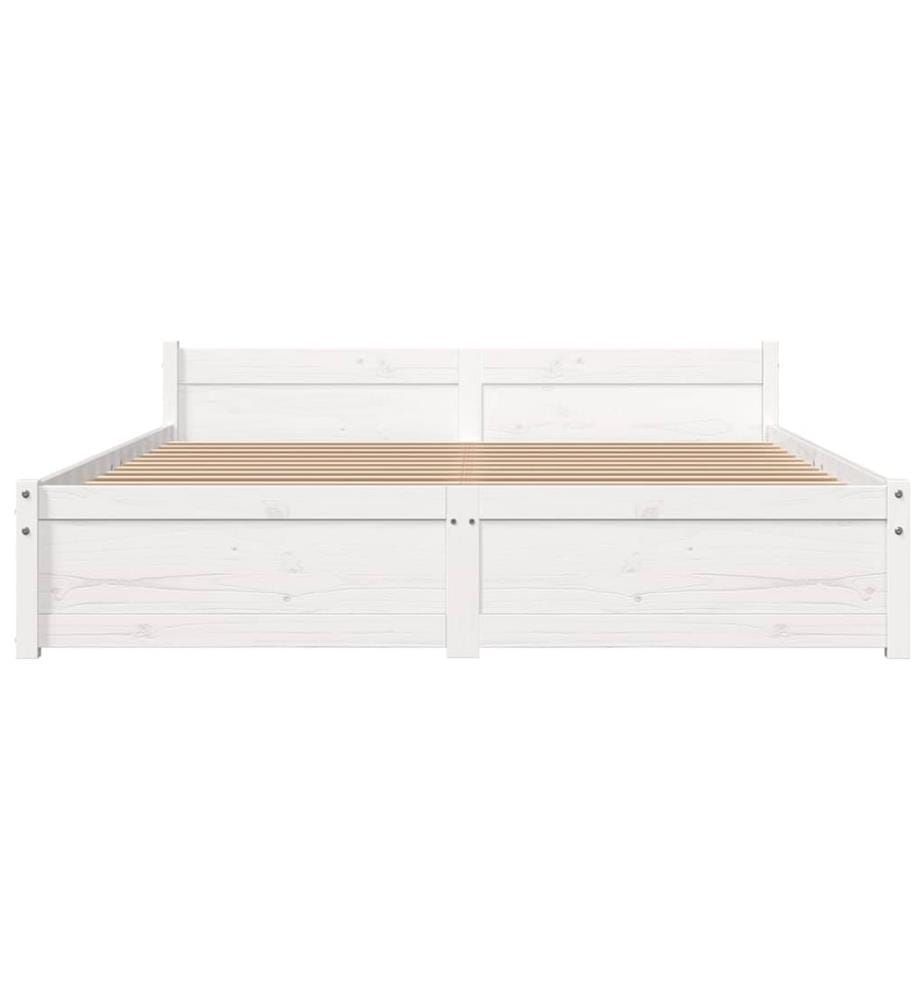 Cadre de lit sans matelas blanc bois massif 160x200 cm