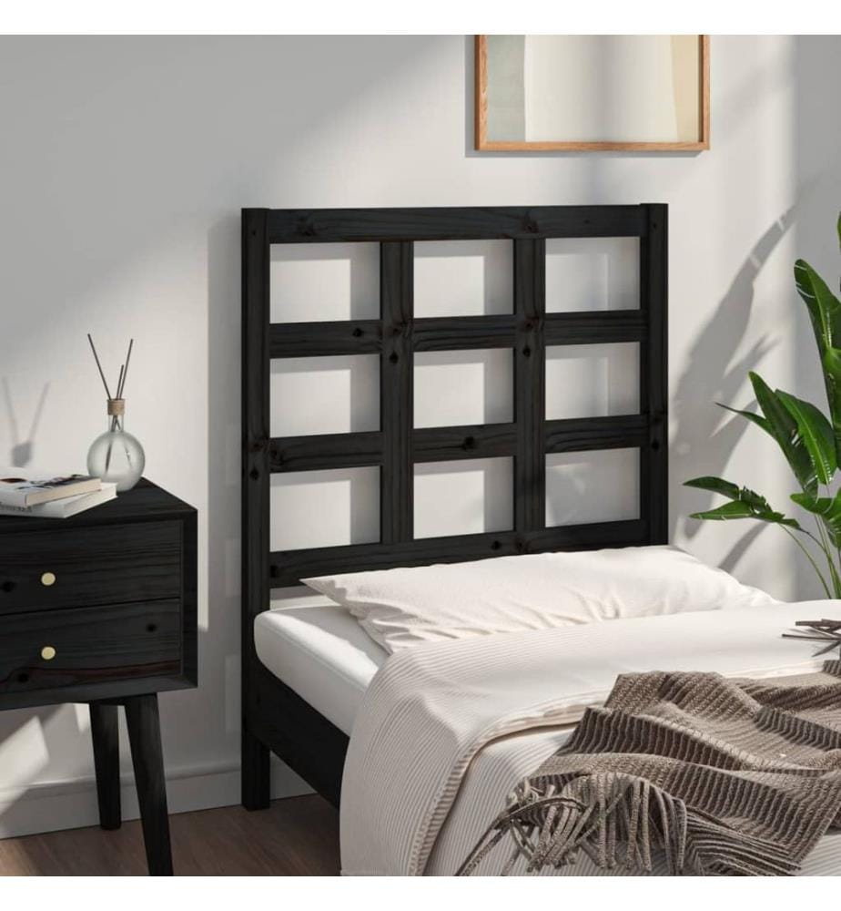 Tête de lit Noir 80,5x4x100 cm Bois massif de pin