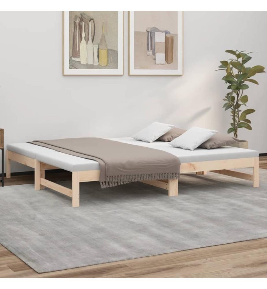 Lit coulissant sans matelas 2x(90x190) cm Bois de pin massif