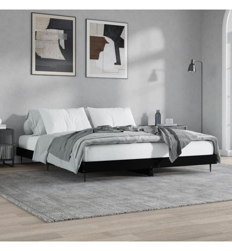 Bettgestell Schwarz 200x200 cm Holzwerkstoff