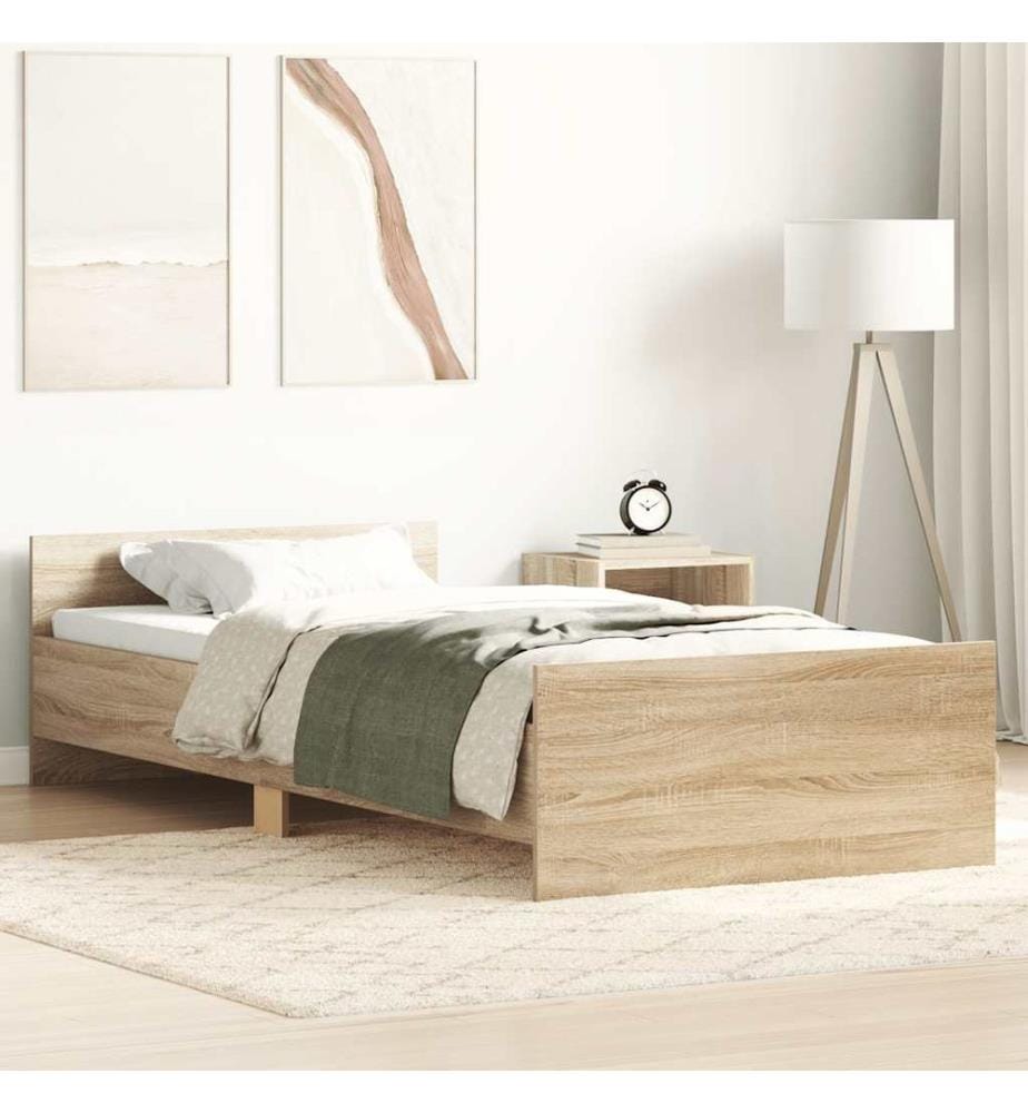 Cadre de lit sans matelas chêne sonoma 90x190 cm