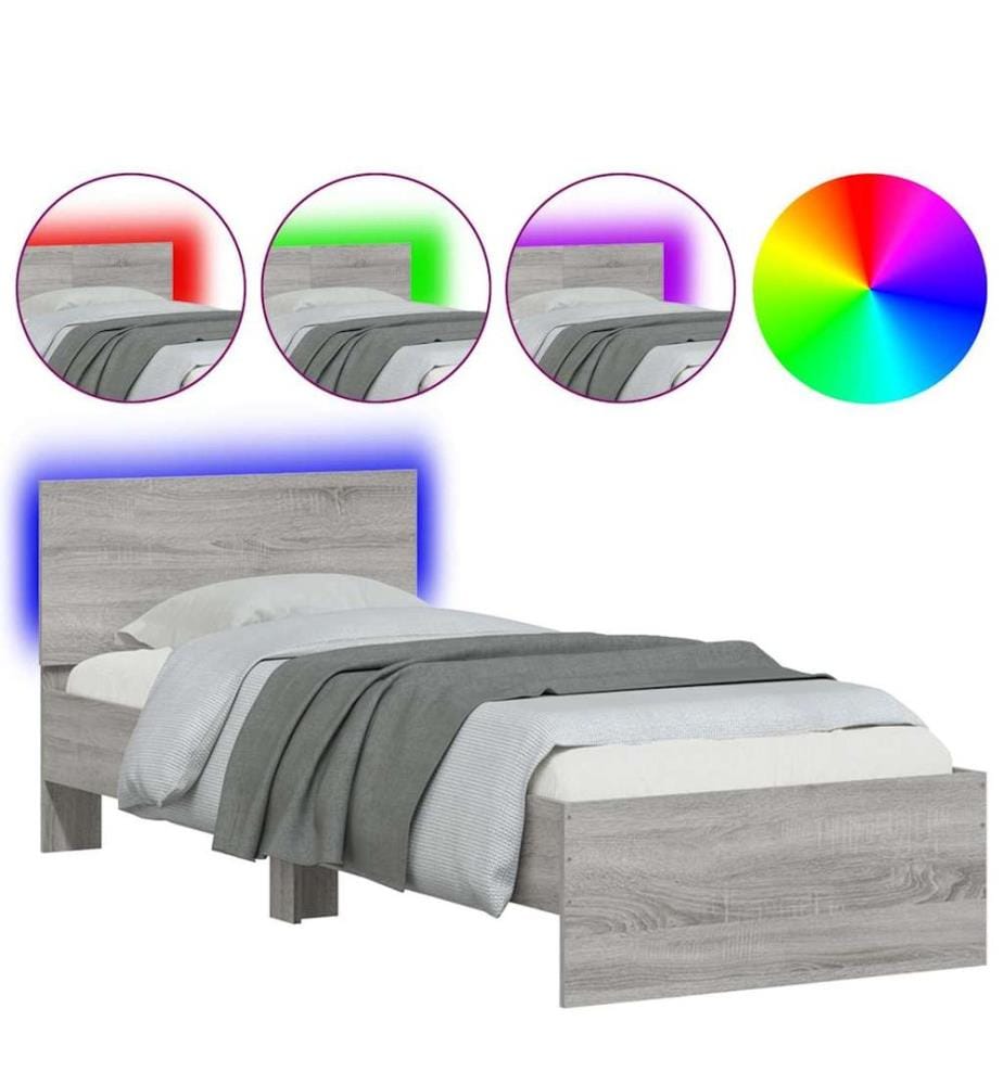 Cadre de lit sans matelas avec lumières LED 90x190 cm