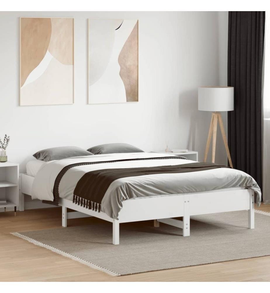 Cadre de lit sans matelas blanc 120x190 cm bois de pin massif