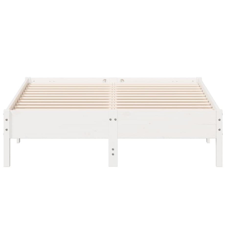 Cadre de lit sans matelas blanc 120x190 cm bois de pin massif