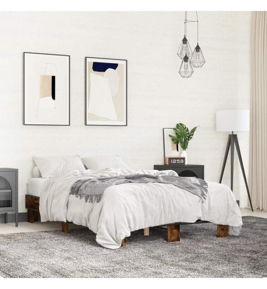 Cadre de lit sans matelas chêne fumé 120x200 cm