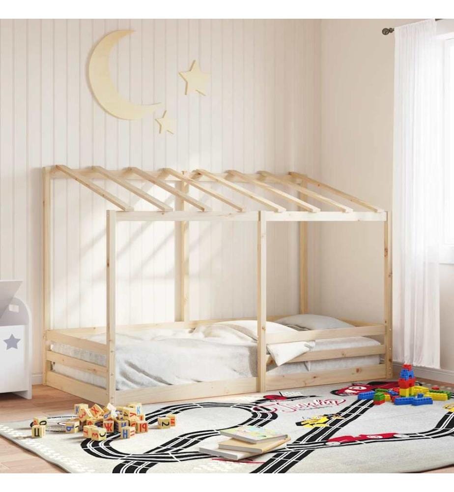 Kinderbett mit Dach 80x200 cm Massivholz Kiefer